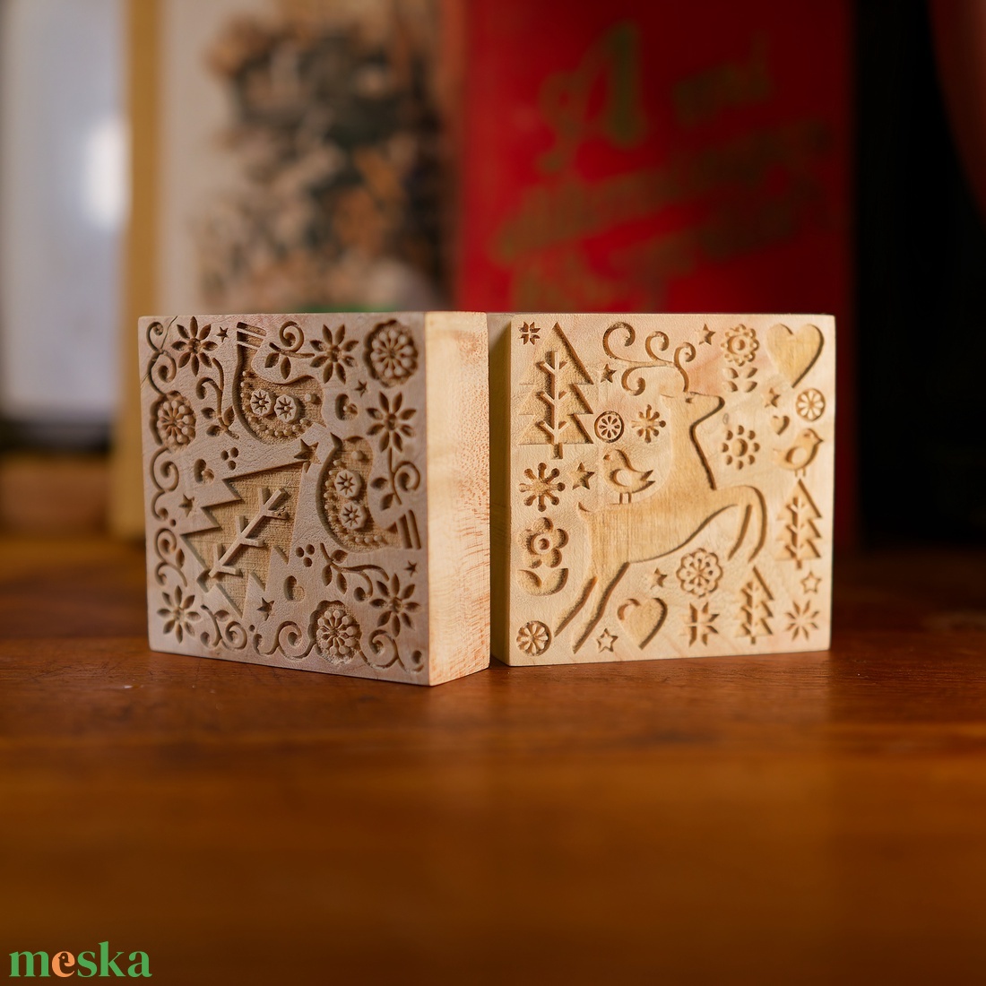 Mézeskalács sütipecsét, karácsonyi mintával, személyreszabható névvel, egyedi díszítéssel. - otthon & életmód - konyhafelszerelés, tálalás - sütés, főzés - sütidísz - Meska.hu