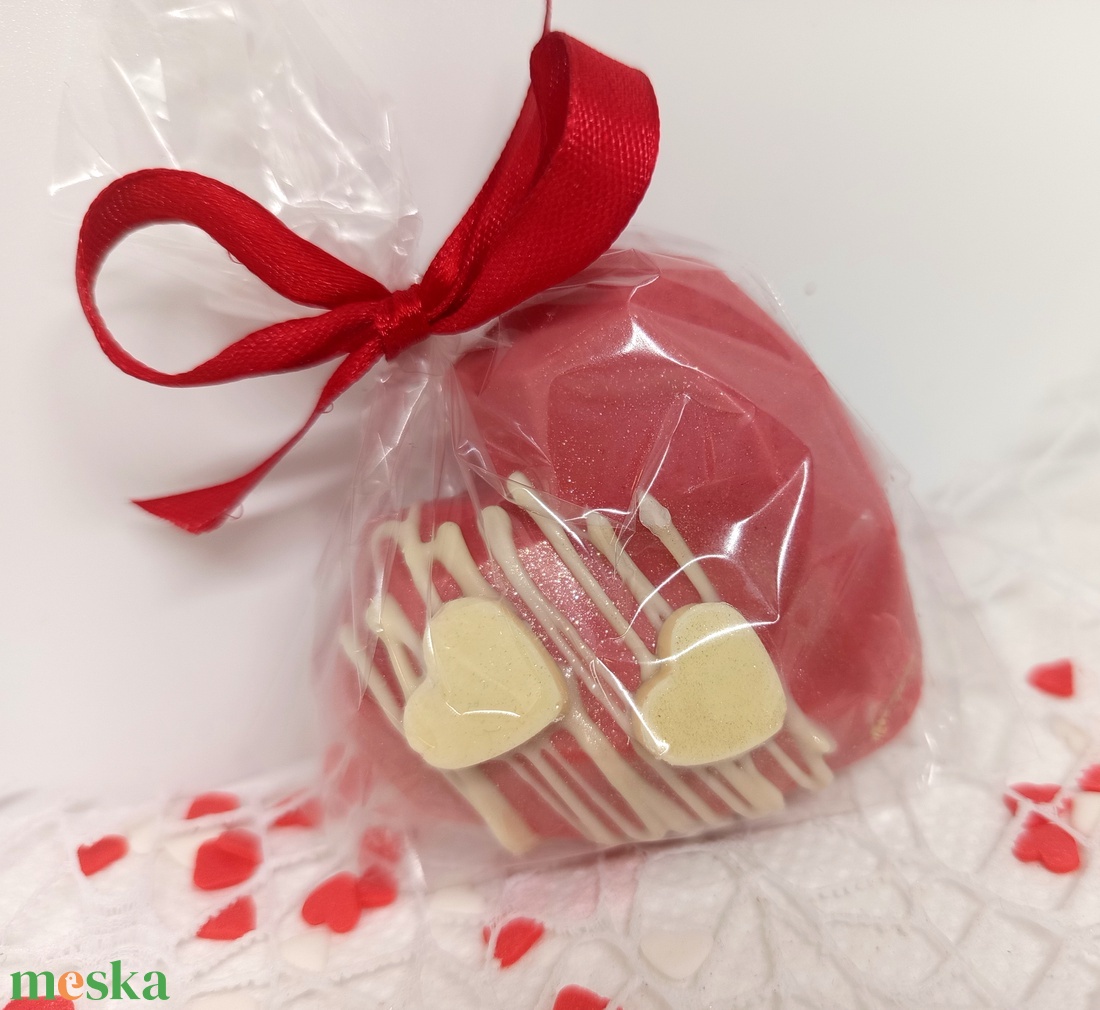 Valentín napi forró csokoládé bomba szív - élelmiszer - édesség - kézműves csokoládé - Meska.hu