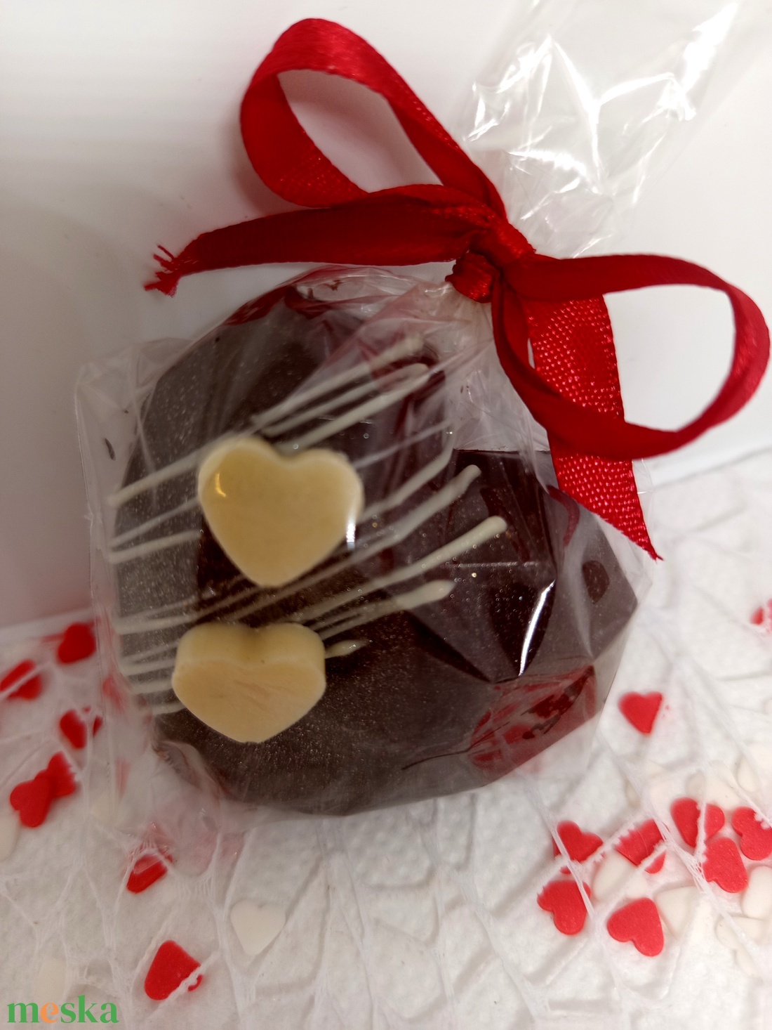 Valentín napi forró csokoládé bomba szív - élelmiszer - édesség - kézműves csokoládé - Meska.hu