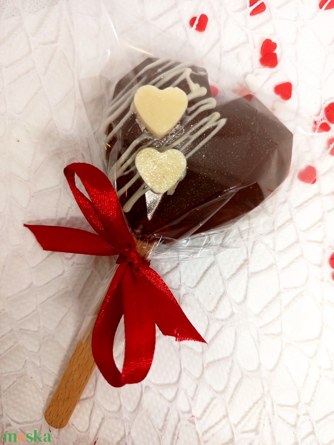 Valentín napi pálcikás forró csokololádé bomba - élelmiszer - édesség - kézműves csokoládé - Meska.hu