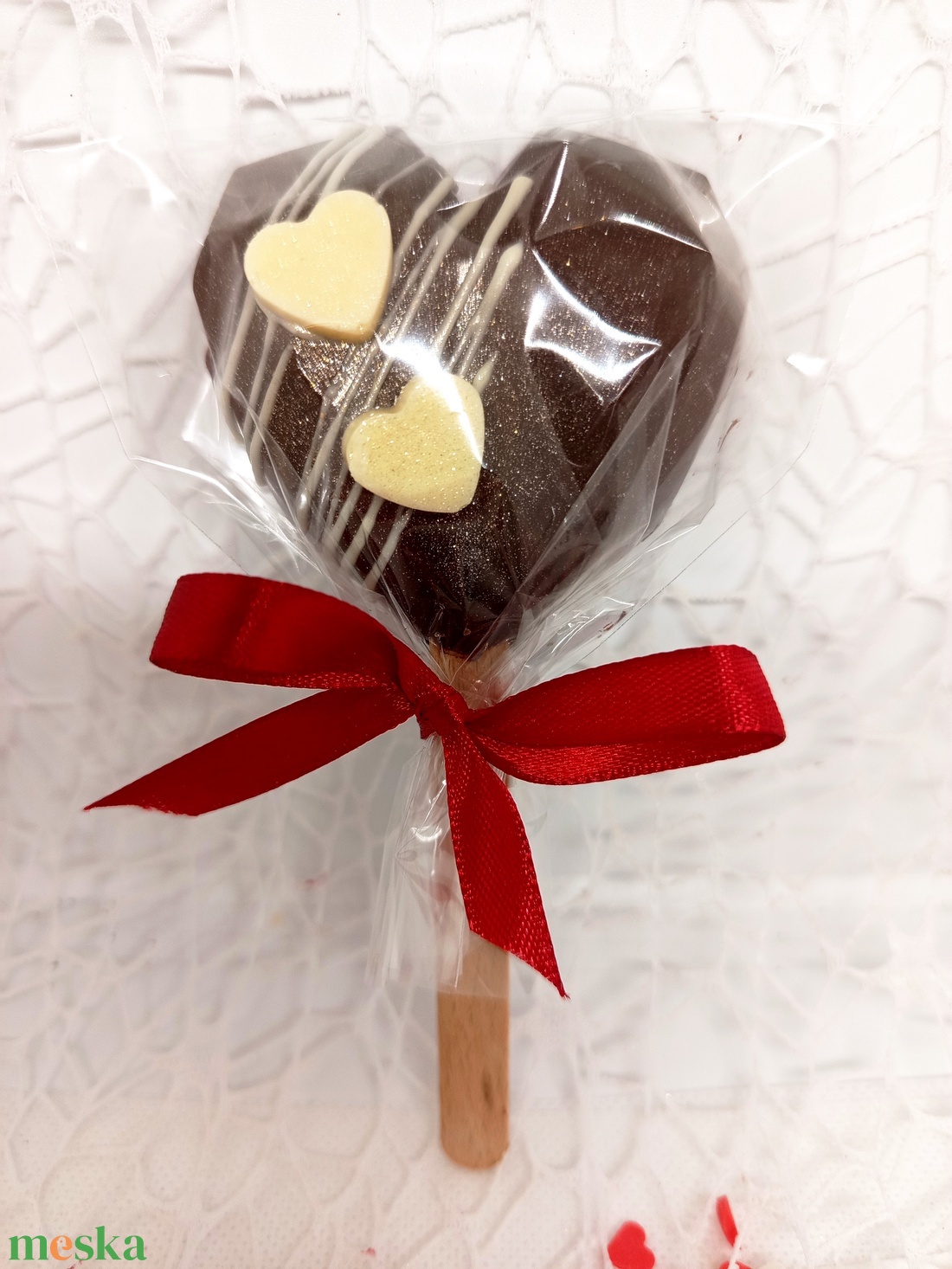 Valentín napi pálcikás forró csokololádé bomba - élelmiszer - édesség - kézműves csokoládé - Meska.hu