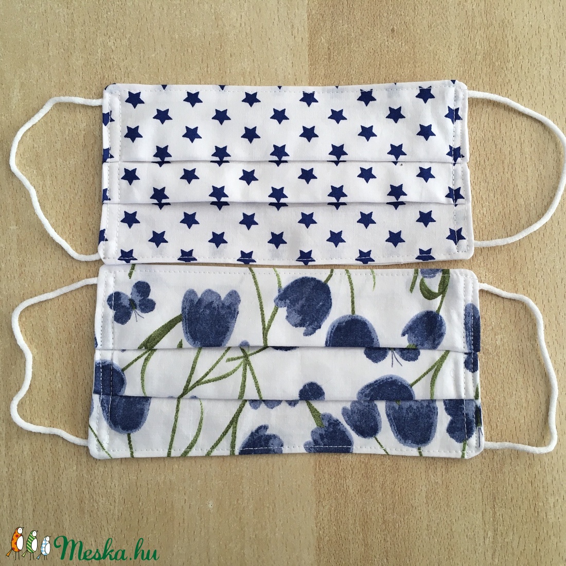 2 db női tulipános, csillagos textil, mosható maszk, arcmaszk, szájmaszk - szett -  - Meska.hu