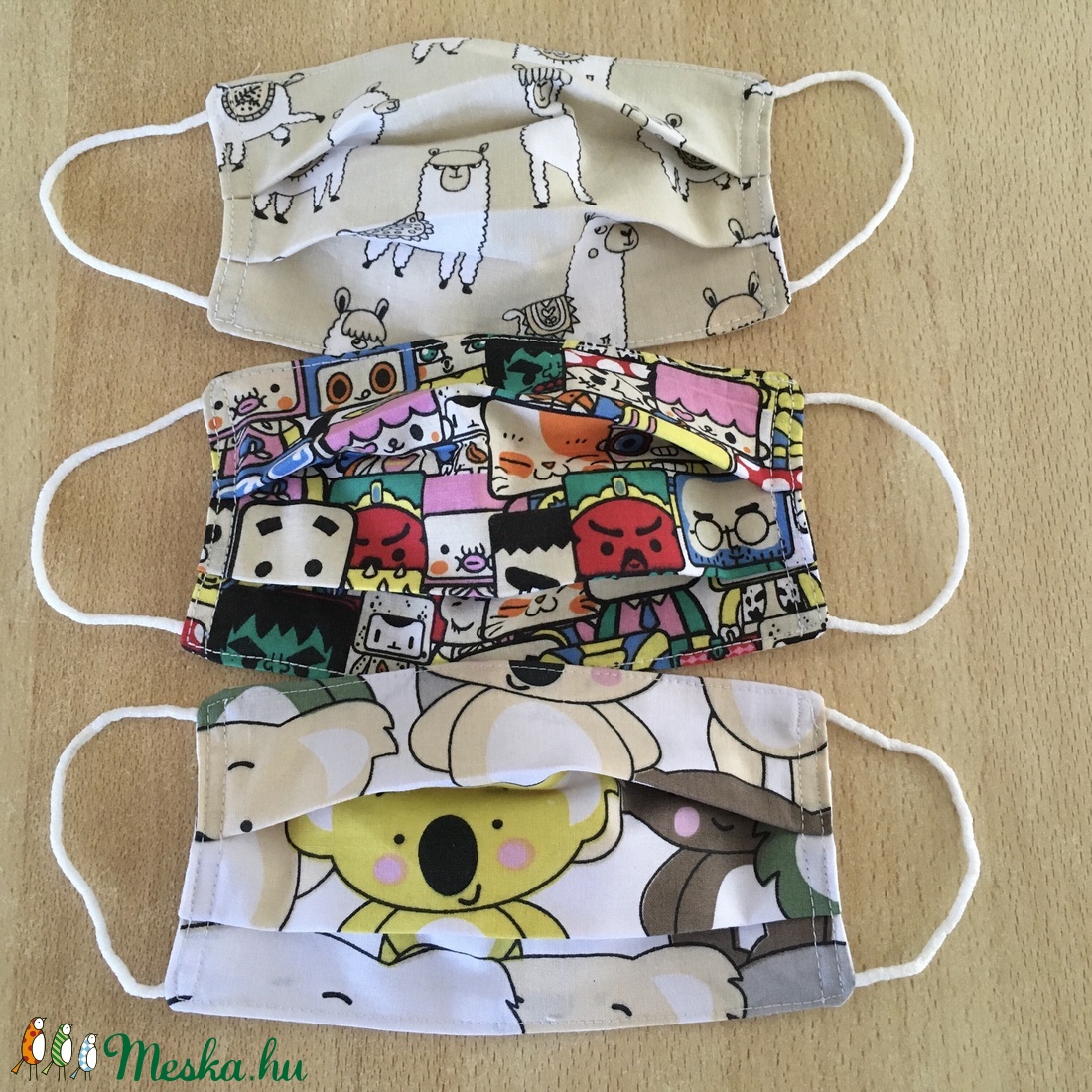Gyerek, felnőtt lámás, robotfejes, koala macis textil, mosható maszk, arcmaszk, szájmaszk - szett -  - Meska.hu