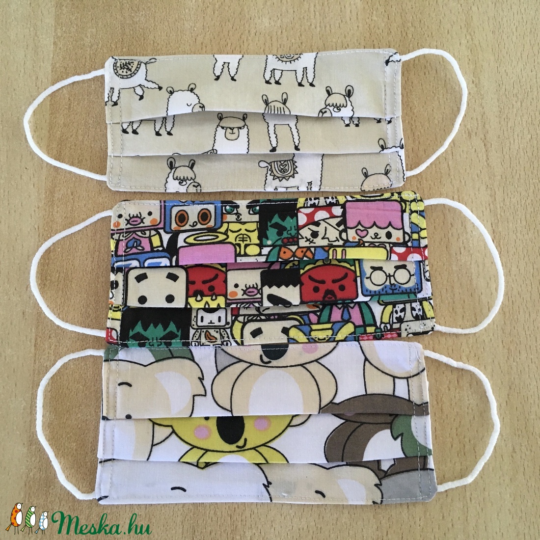 Gyerek, felnőtt lámás, robotfejes, koala macis textil, mosható maszk, arcmaszk, szájmaszk - szett -  - Meska.hu