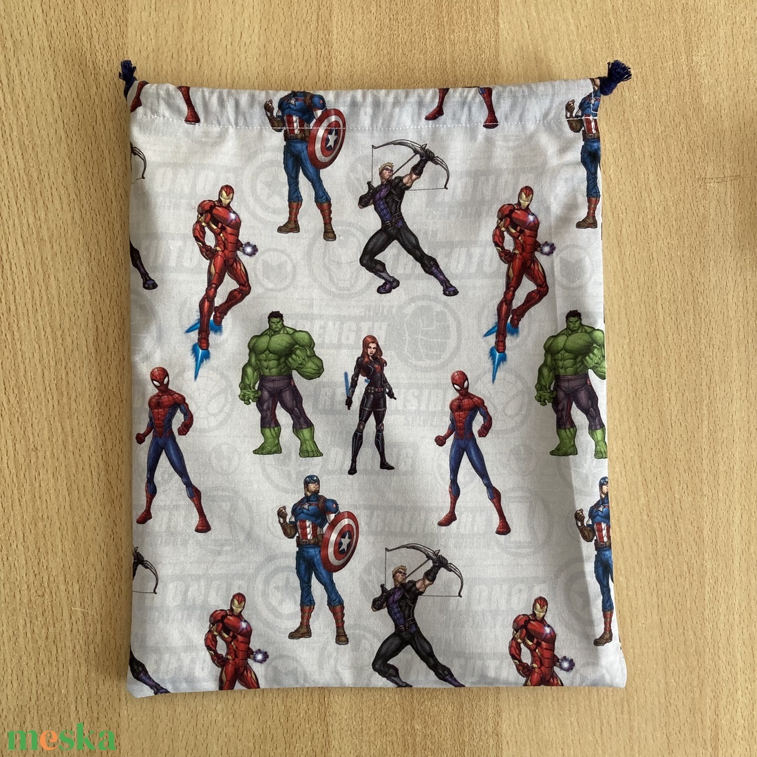 Marvel piknik, uzsonnás tasak, zsemletartó, kiflis zsák, pamutvászon frissentartó PUL béléssel - táska & tok - uzsonna- & ebéd tartó - ebéd tasak, doboz - Meska.hu