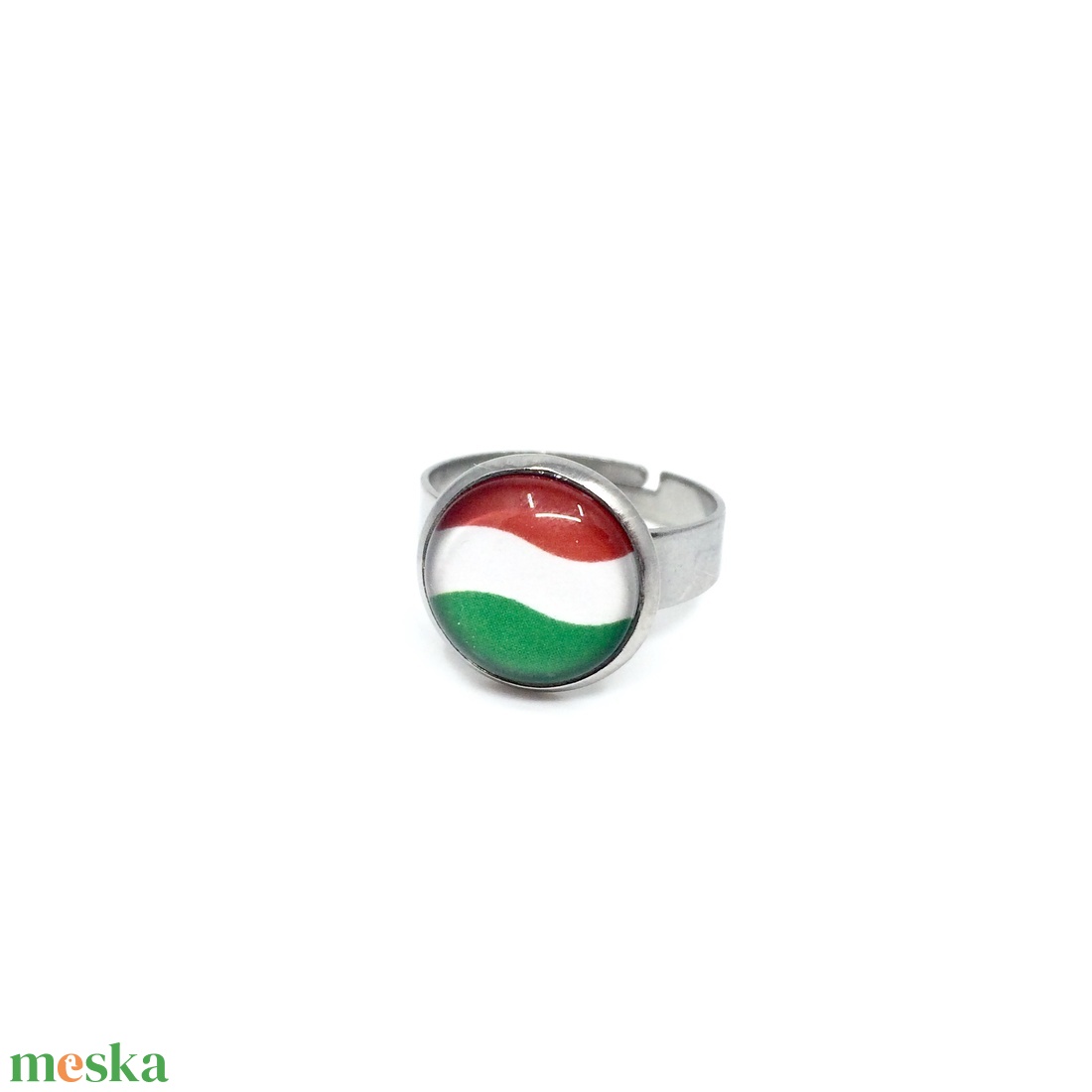 Magyar zászlós nemzetiszín gyűrű - állítható - ékszer - gyűrű - üveglencsés gyűrű - Meska.hu