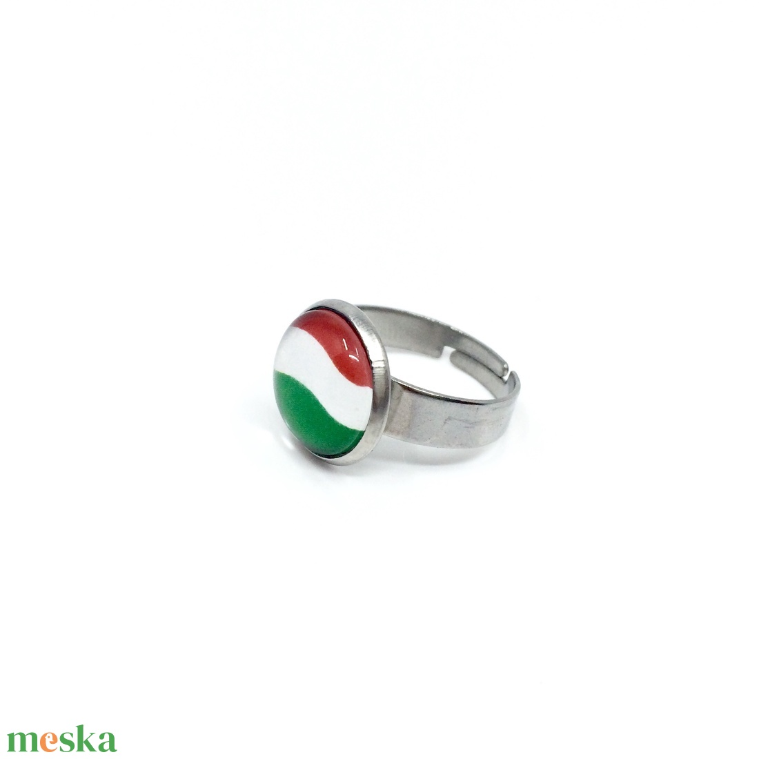 Magyar zászlós nemzetiszín gyűrű - állítható - ékszer - gyűrű - üveglencsés gyűrű - Meska.hu