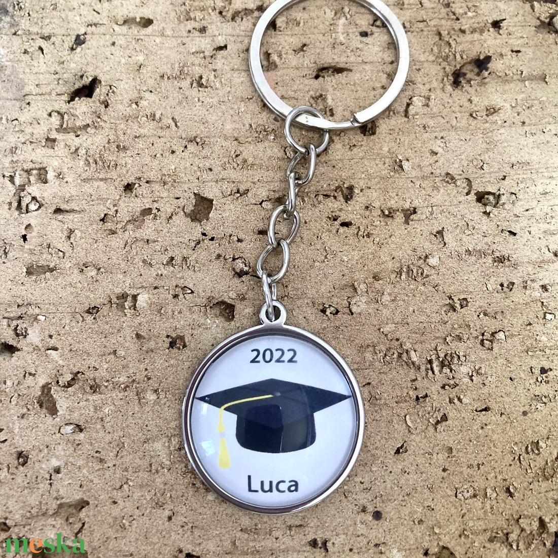 Névreszóló nemesacél kulcstartó, táskadísz - ballagásra, diplomaosztóra - táska & tok - kulcstartó & táskadísz - kulcstartó - Meska.hu