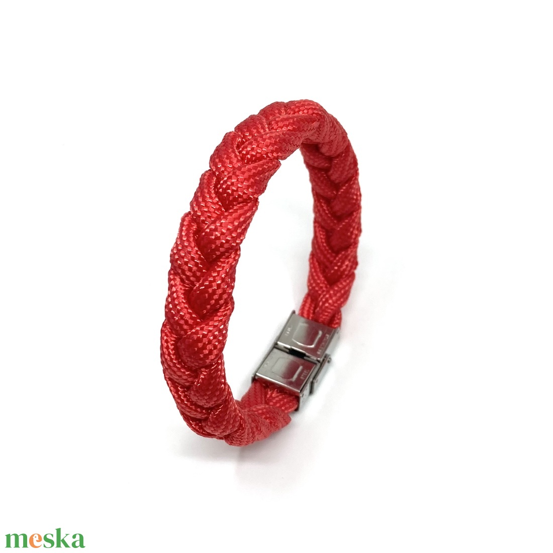 Nautical férfi paracord karkötő nemesacél kapoccsal - piros - ékszer - karkötő - fonott karkötő - Meska.hu Nautical férfi paracord karkötő nemesacél kapoccsal - piros - ékszer - karkötő - fonott karkötő - Meska.hu