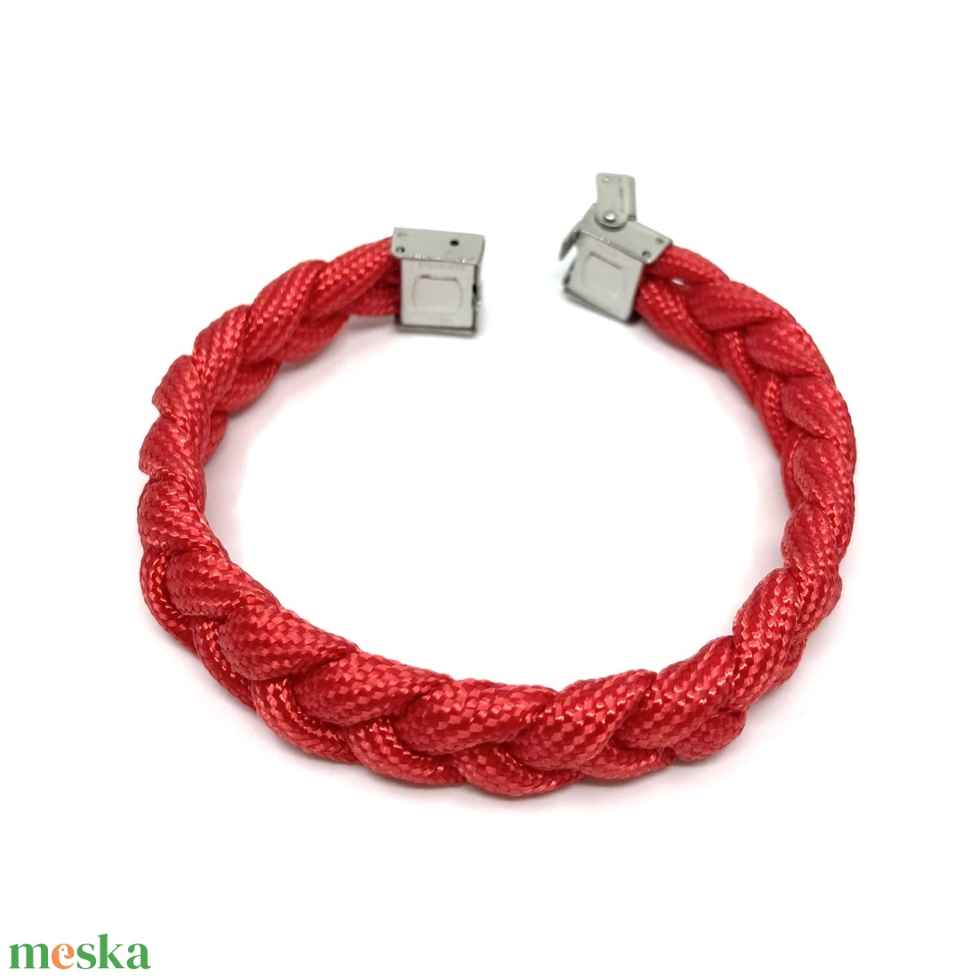 Nautical férfi paracord karkötő nemesacél kapoccsal - piros - ékszer - karkötő - fonott karkötő - Meska.hu Nautical férfi paracord karkötő nemesacél kapoccsal - piros - ékszer - karkötő - fonott karkötő - Meska.hu