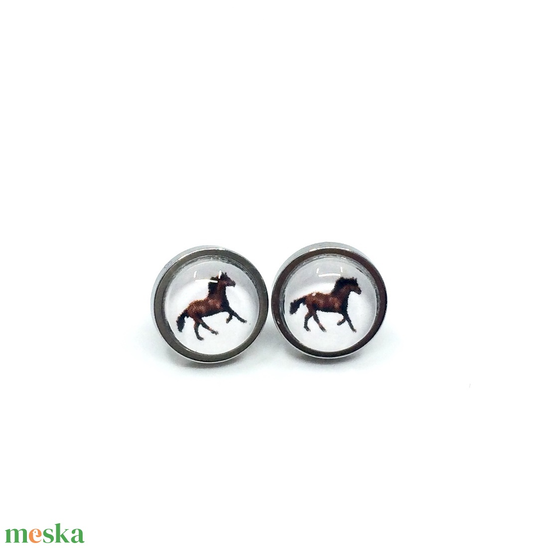 Lovas nemesacél fülbevaló - két méretben - ékszer - fülbevaló - pötty fülbevaló - Meska.hu