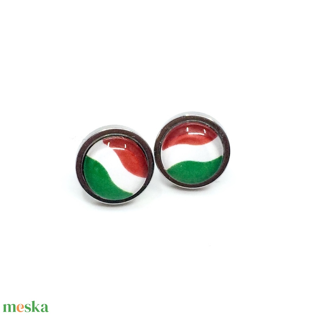 Magyar zászlós nemzetiszín nemesacél fülbevaló - ékszer - fülbevaló - pötty fülbevaló - Meska.hu