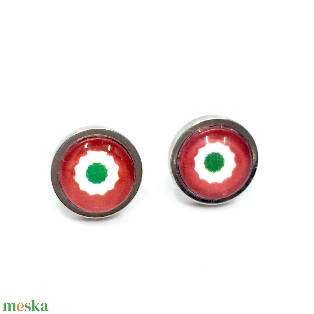 Kokárda nemesacél fülbevaló  - ékszer - fülbevaló - pötty fülbevaló - Meska.hu