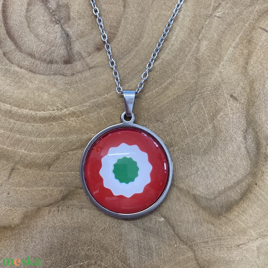 Kokárda nemzetiszín nemesacél nyaklánc - női vagy férfi lánccal - ékszer - nyaklánc - medálos nyaklánc - Meska.hu