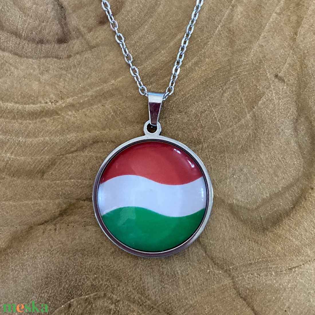 Magyar zászlós nemzetiszín nemesacél nyaklánc - női vagy férfi lánccal - ékszer - nyaklánc - medálos nyaklánc - Meska.hu