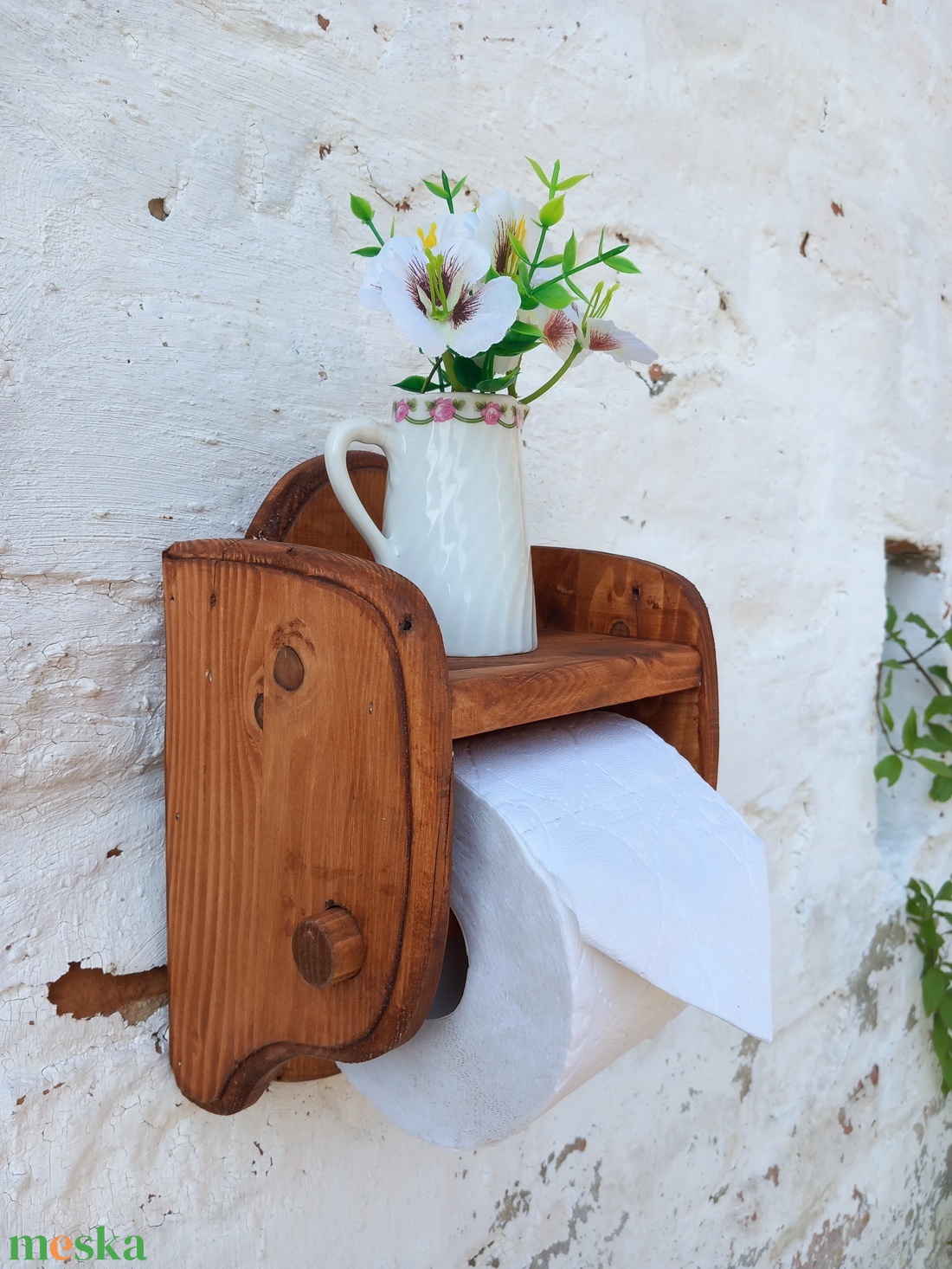 Íves fali wc papír tartó gesztemye színben - otthon & életmód - fürdőszoba - fürdőszobai dekoráció - Meska.hu