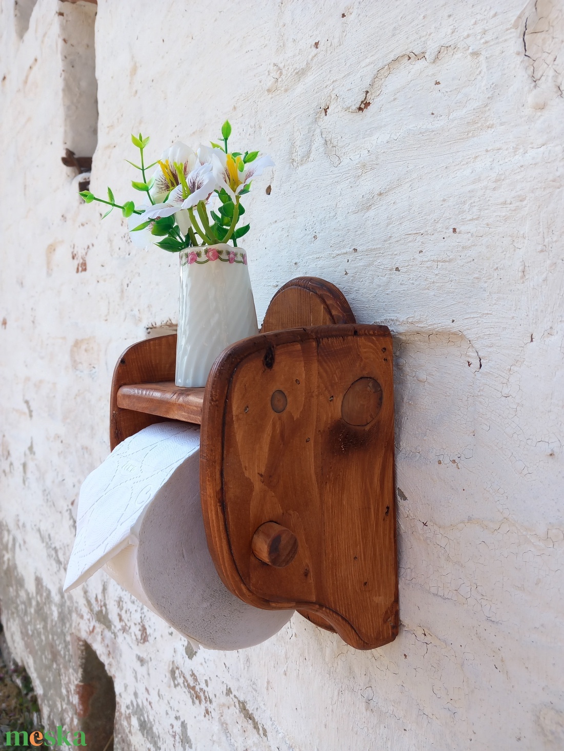 Íves fali wc papír tartó gesztemye színben - otthon & életmód - fürdőszoba - fürdőszobai dekoráció - Meska.hu