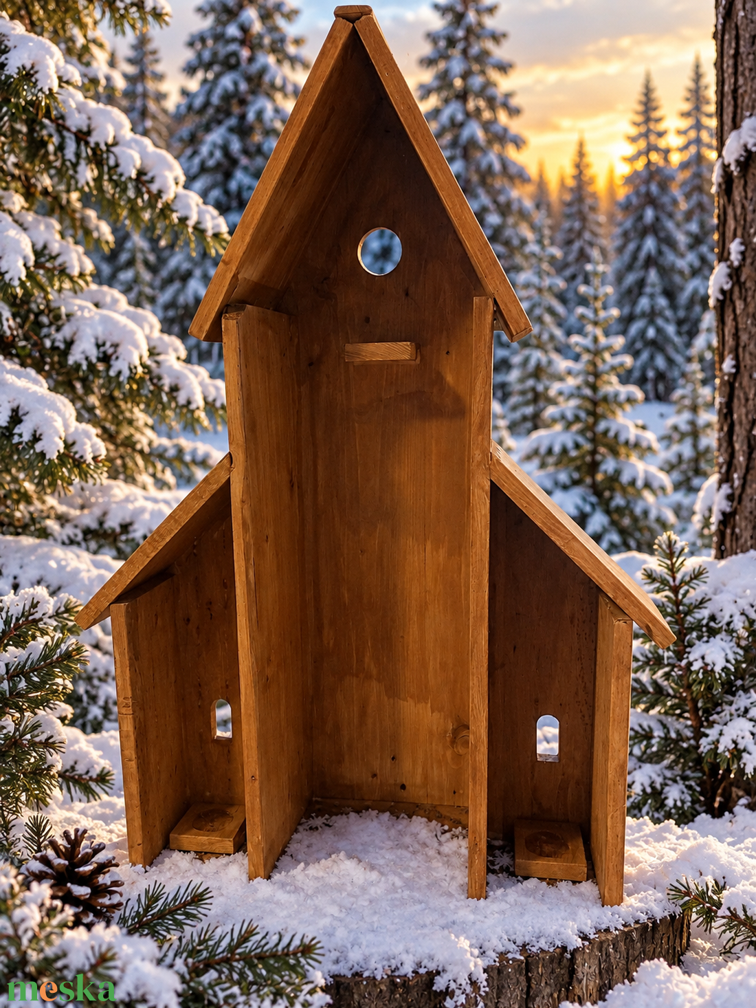 Fa mézeskalács házikó  - karácsony - adventi díszek - adventi asztaldísz - Meska.hu