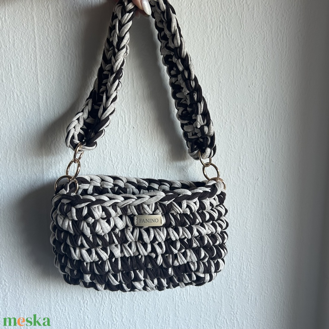 FANINO válltáska - barna és krémszínű  - táska & tok - kézitáska & válltáska - válltáska - Meska.hu