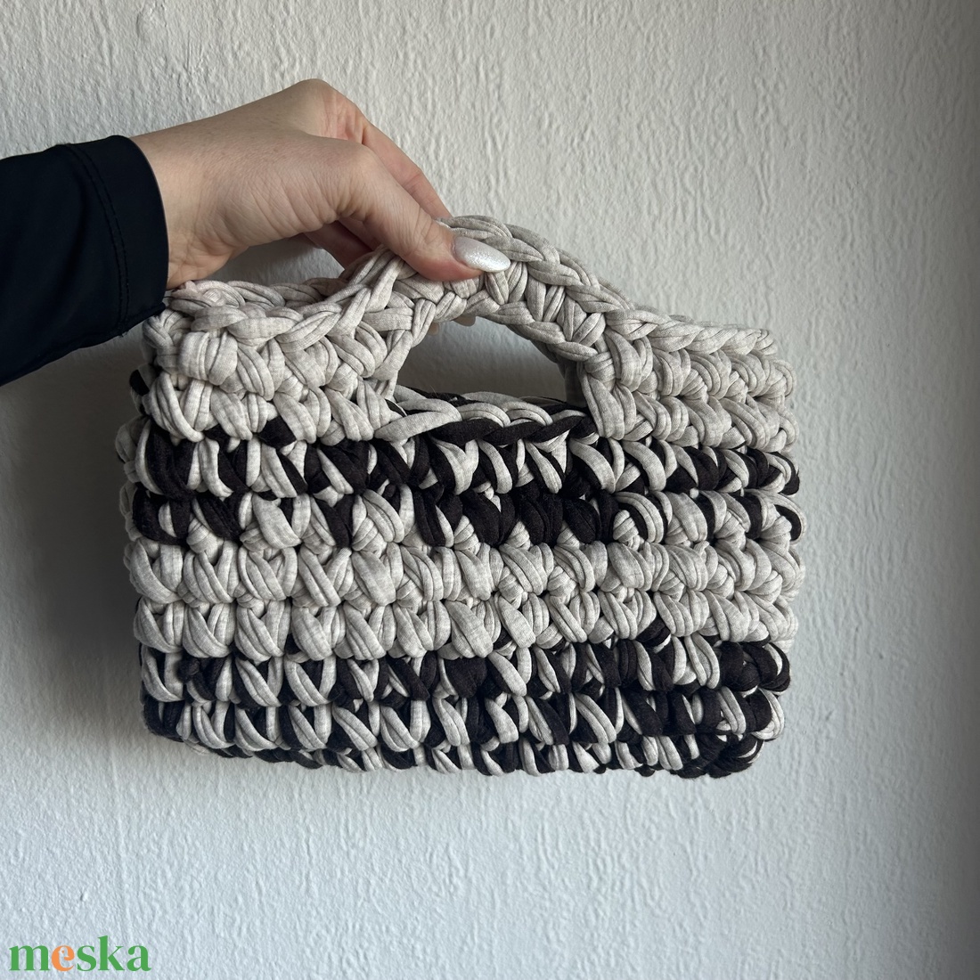 FANINO kézitáska - barna és krémszínű - táska & tok - kézitáska & válltáska - válltáska - Meska.hu