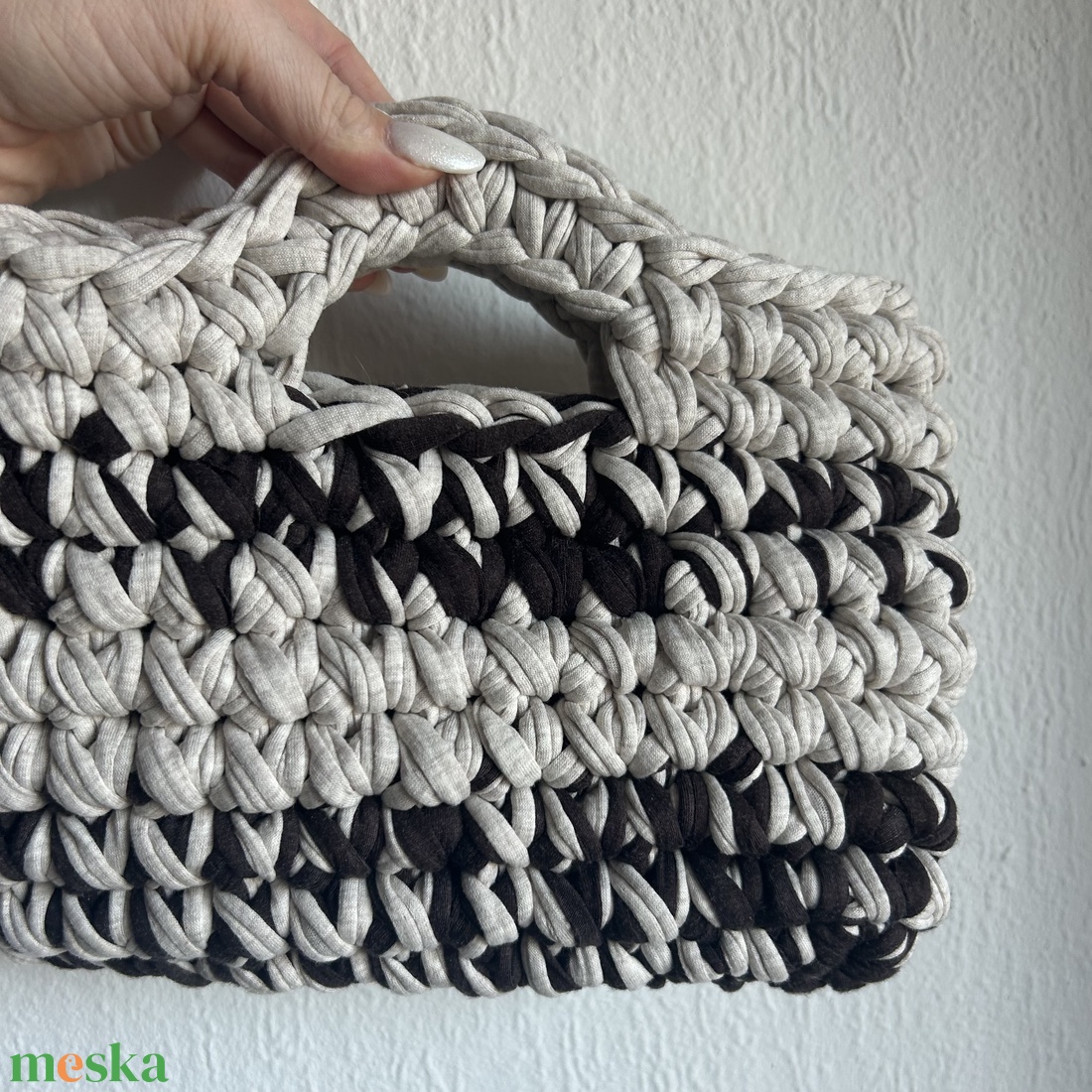 FANINO kézitáska - barna és krémszínű - táska & tok - kézitáska & válltáska - válltáska - Meska.hu