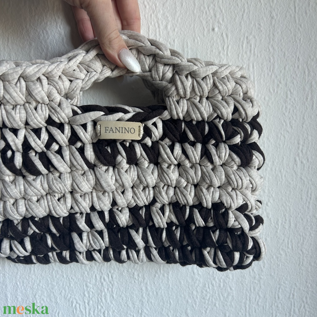 FANINO kézitáska - barna és krémszínű - táska & tok - kézitáska & válltáska - válltáska - Meska.hu