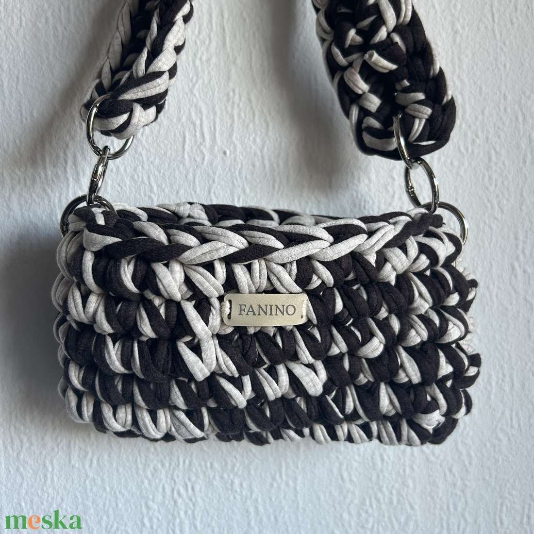 FANINO mini válltáska - fekete és világos kék  - táska & tok - kézitáska & válltáska - válltáska - Meska.hu