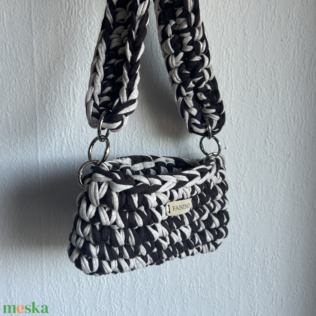 FANINO mini válltáska - fekete és világos kék  - táska & tok - kézitáska & válltáska - válltáska - Meska.hu