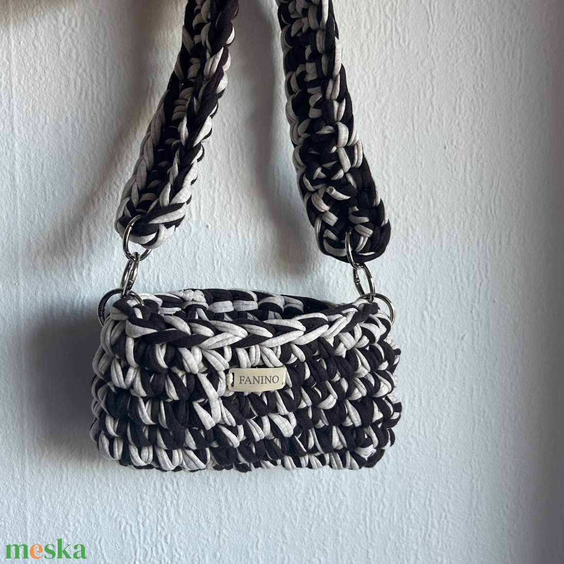 FANINO mini válltáska - fekete és világos kék  - táska & tok - kézitáska & válltáska - válltáska - Meska.hu