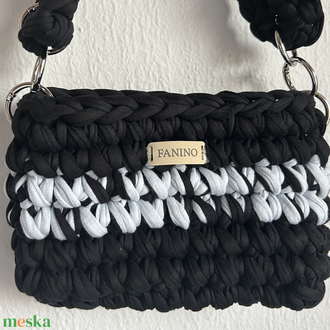 FANINO mini válltáska - fekete és világos kék  - táska & tok - kézitáska & válltáska - válltáska - Meska.hu