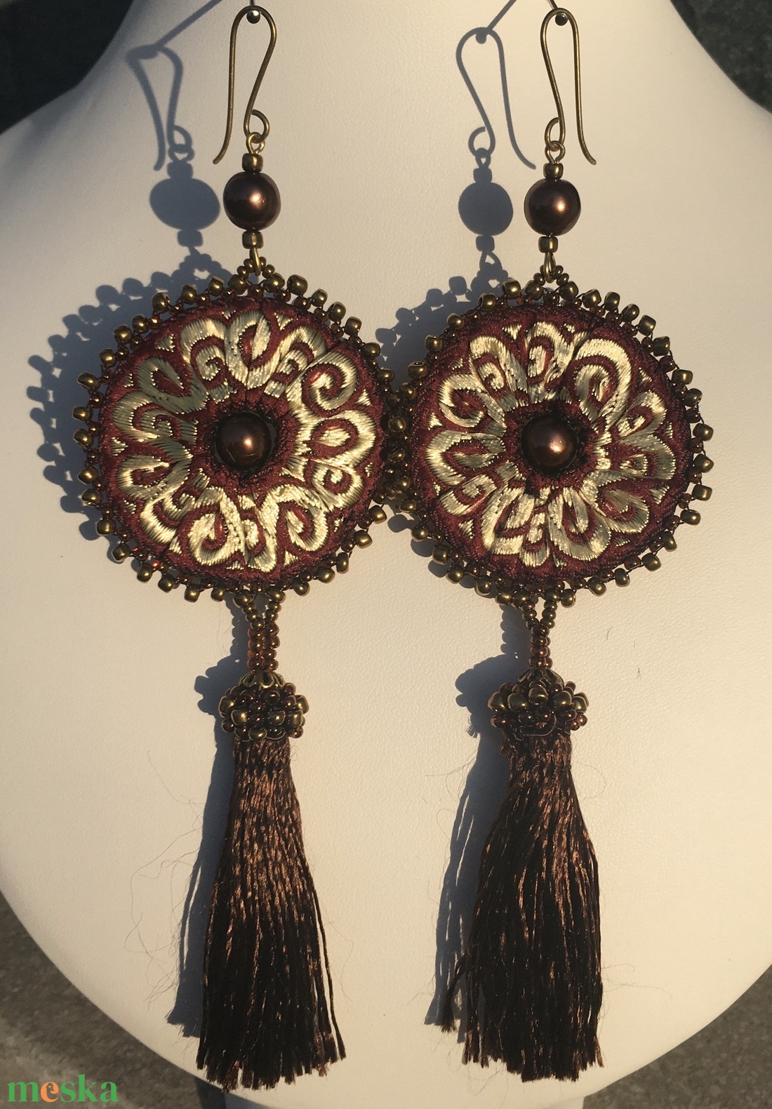 Aranyszálas Szkíta korong fülbevaló  - ékszer - fülbevaló - rojtos fülbevaló - Meska.hu