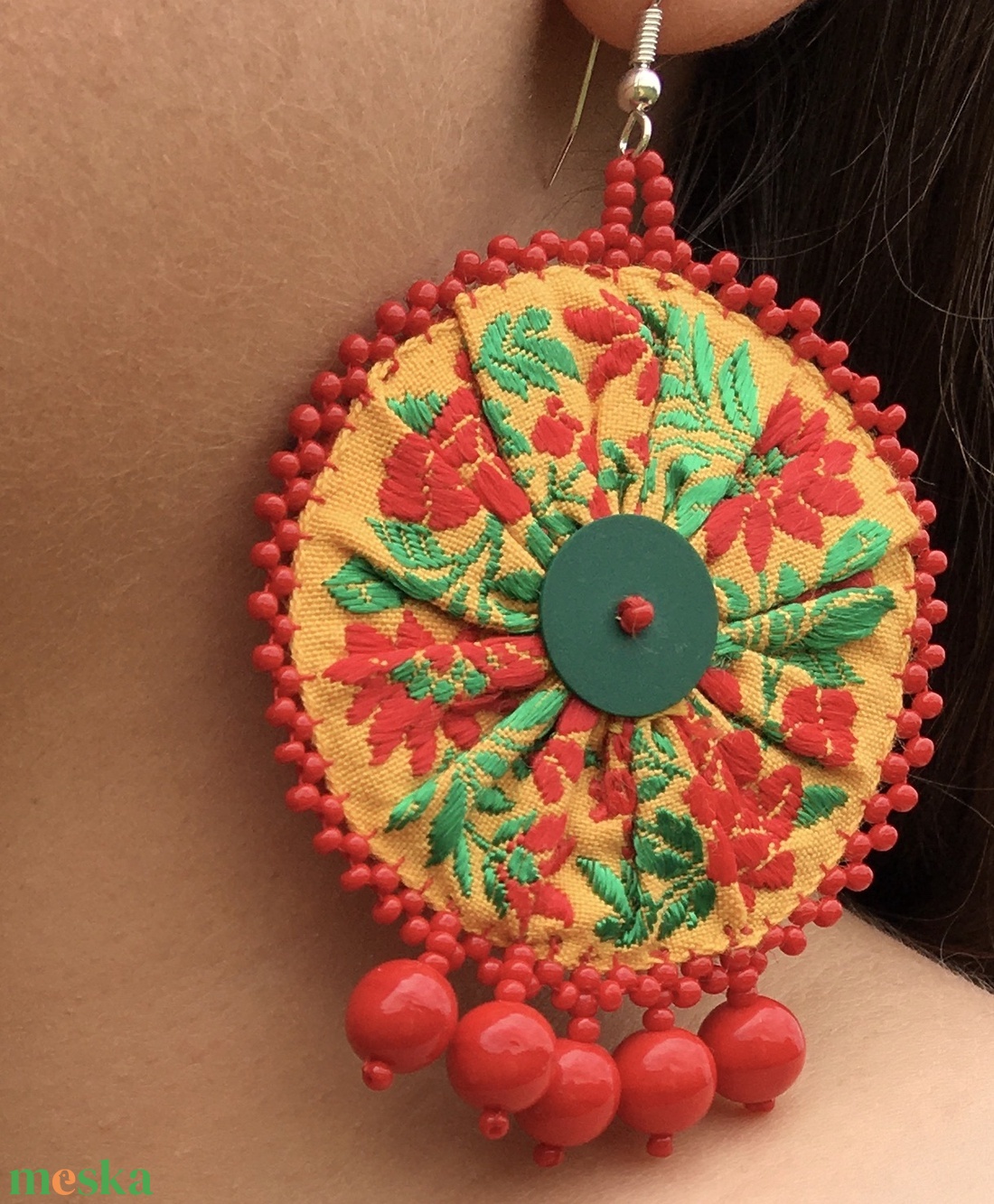 Sárga rózsa fülbevaló szalagból - ékszer - Meska.hu Sárga rózsa fülbevaló szalagból - ékszer - Meska.hu