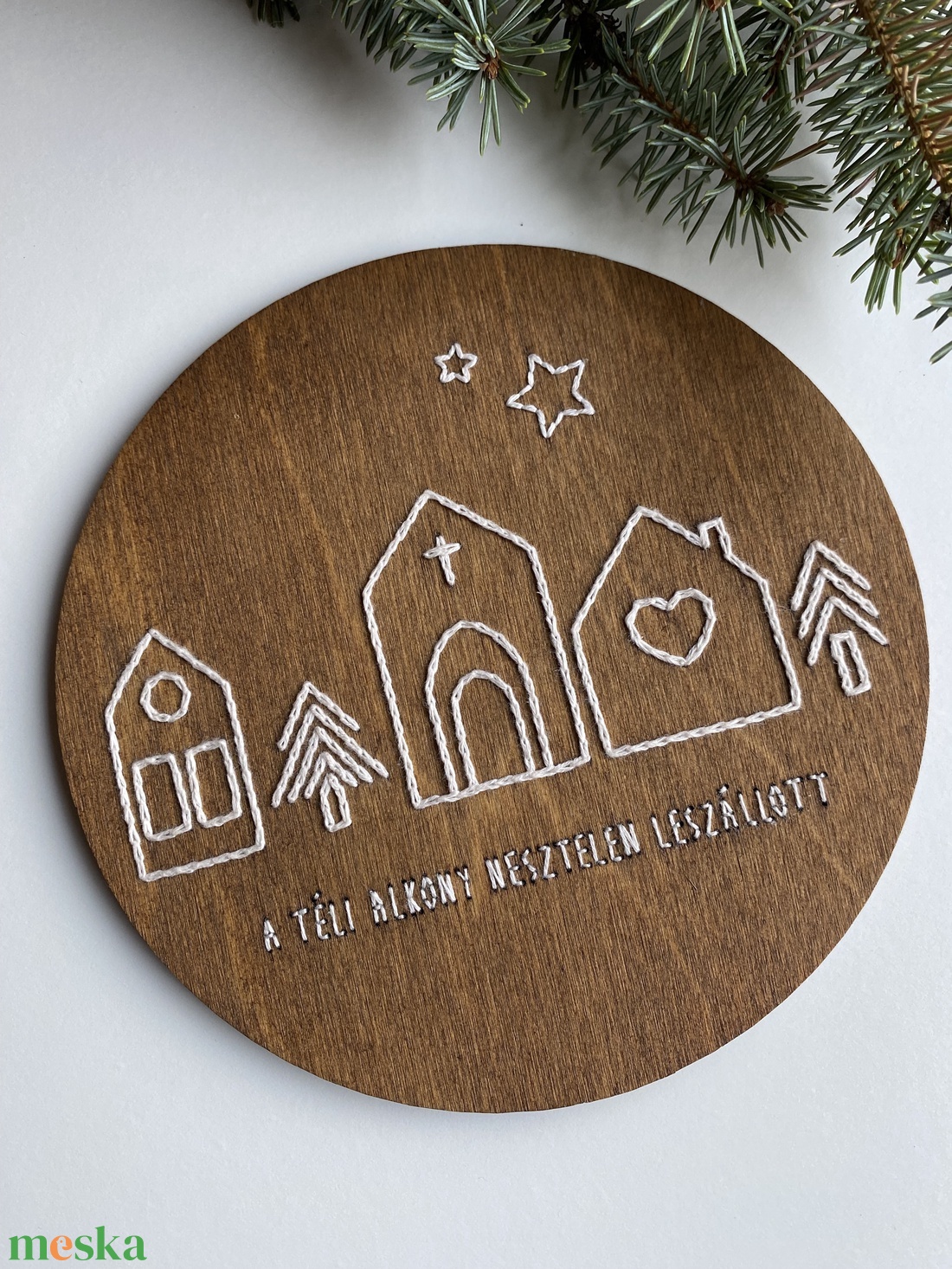 Téli hímzett kép idézettel - otthon & életmód - dekoráció - kép & falikép - táblakép - Meska.hu