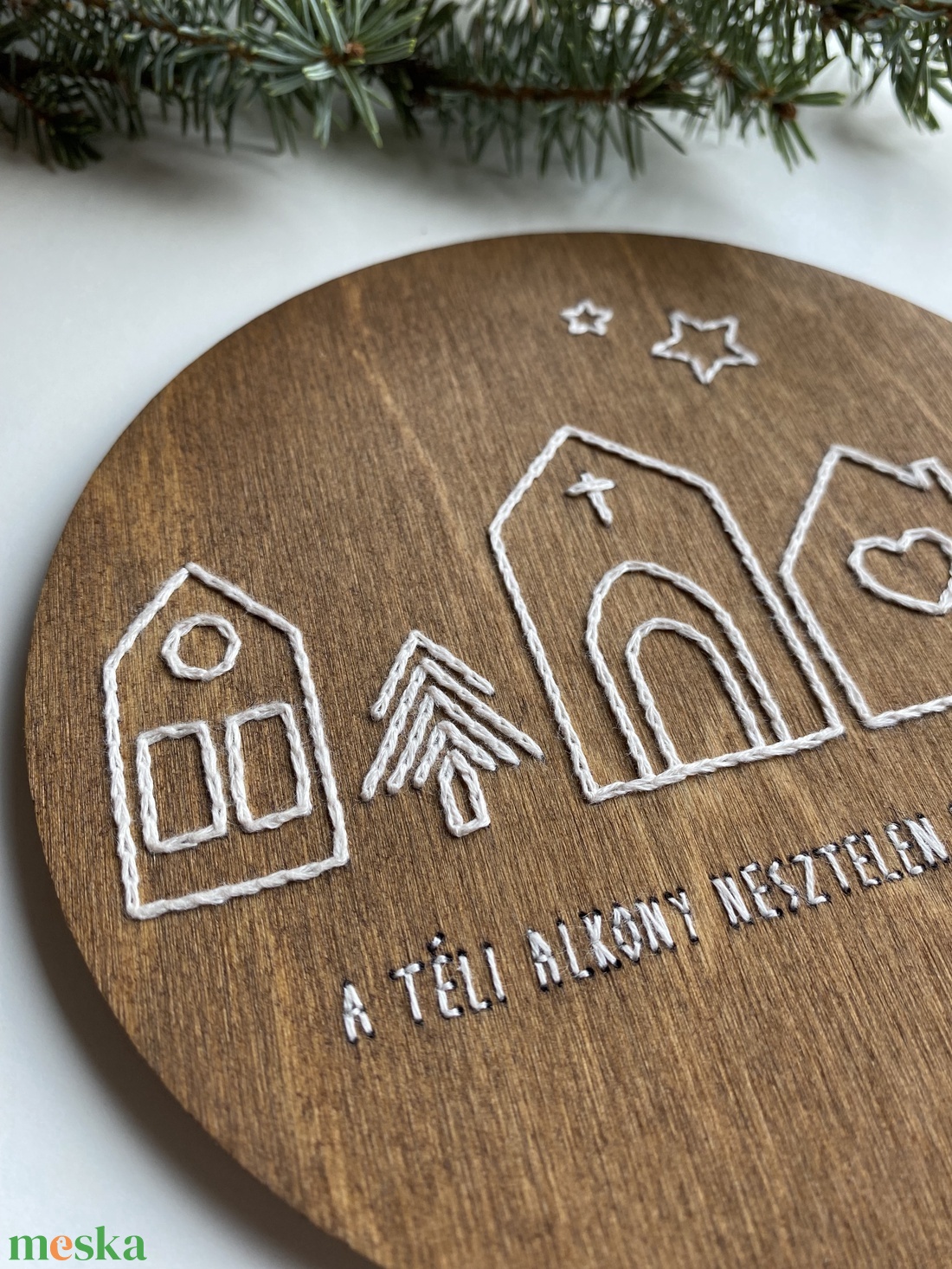 Téli hímzett kép idézettel - otthon & életmód - dekoráció - kép & falikép - táblakép - Meska.hu