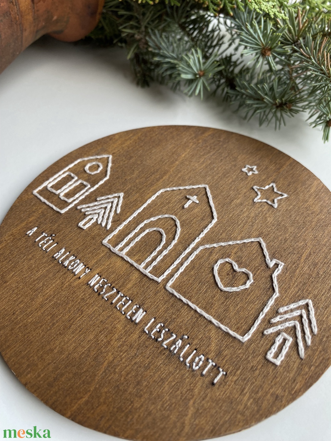 Téli hímzett kép idézettel - otthon & életmód - dekoráció - kép & falikép - táblakép - Meska.hu