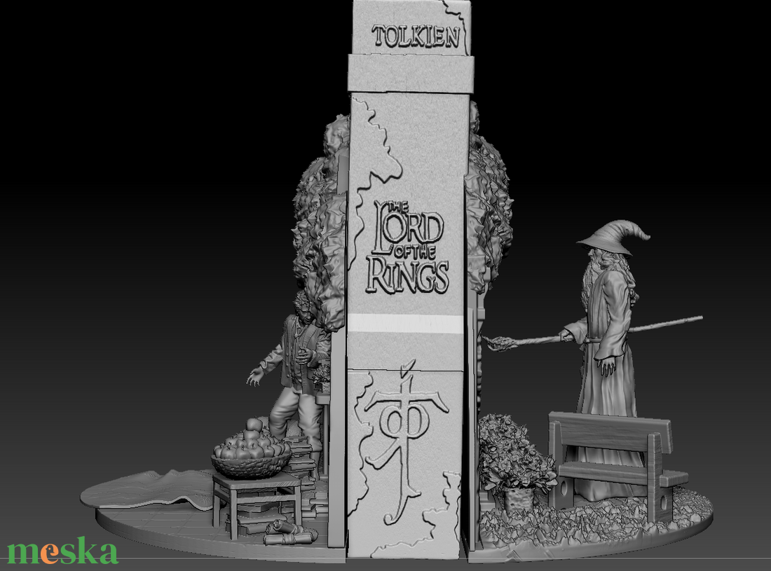 Gyűrűk Ura/Hobbit Bilbo és Gandalf könyvkuckó, könyvtámasz/figura - otthon & életmód - dekoráció - asztal és polc dekoráció - könyvtámasz - Meska.hu