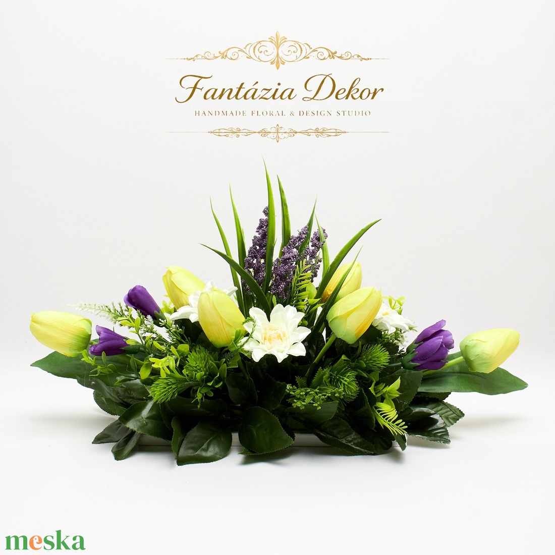 Tavaszi virágkompozíció � elegáns asztaldísz  - otthon & életmód - dekoráció - asztal és polc dekoráció - asztaldísz - Meska.hu