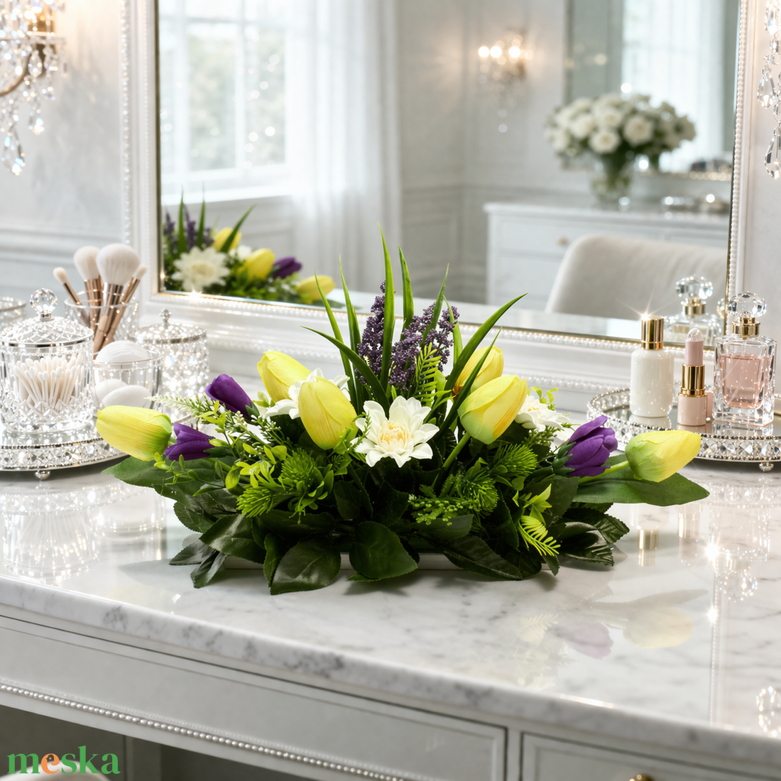 Tavaszi virágkompozíció � elegáns asztaldísz  - otthon & életmód - dekoráció - asztal és polc dekoráció - asztaldísz - Meska.hu