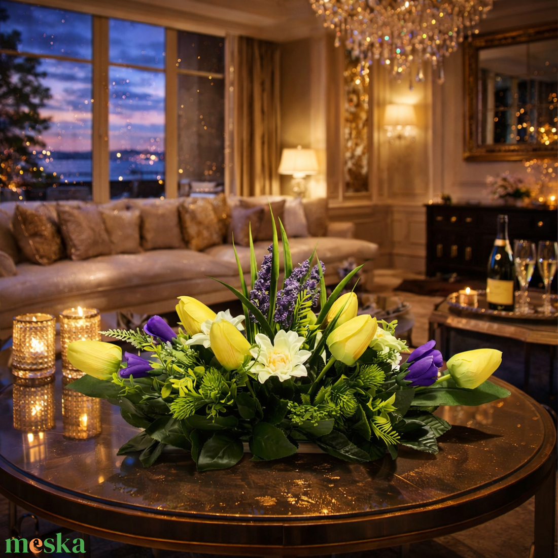 Tavaszi virágkompozíció � elegáns asztaldísz  - otthon & életmód - dekoráció - asztal és polc dekoráció - asztaldísz - Meska.hu