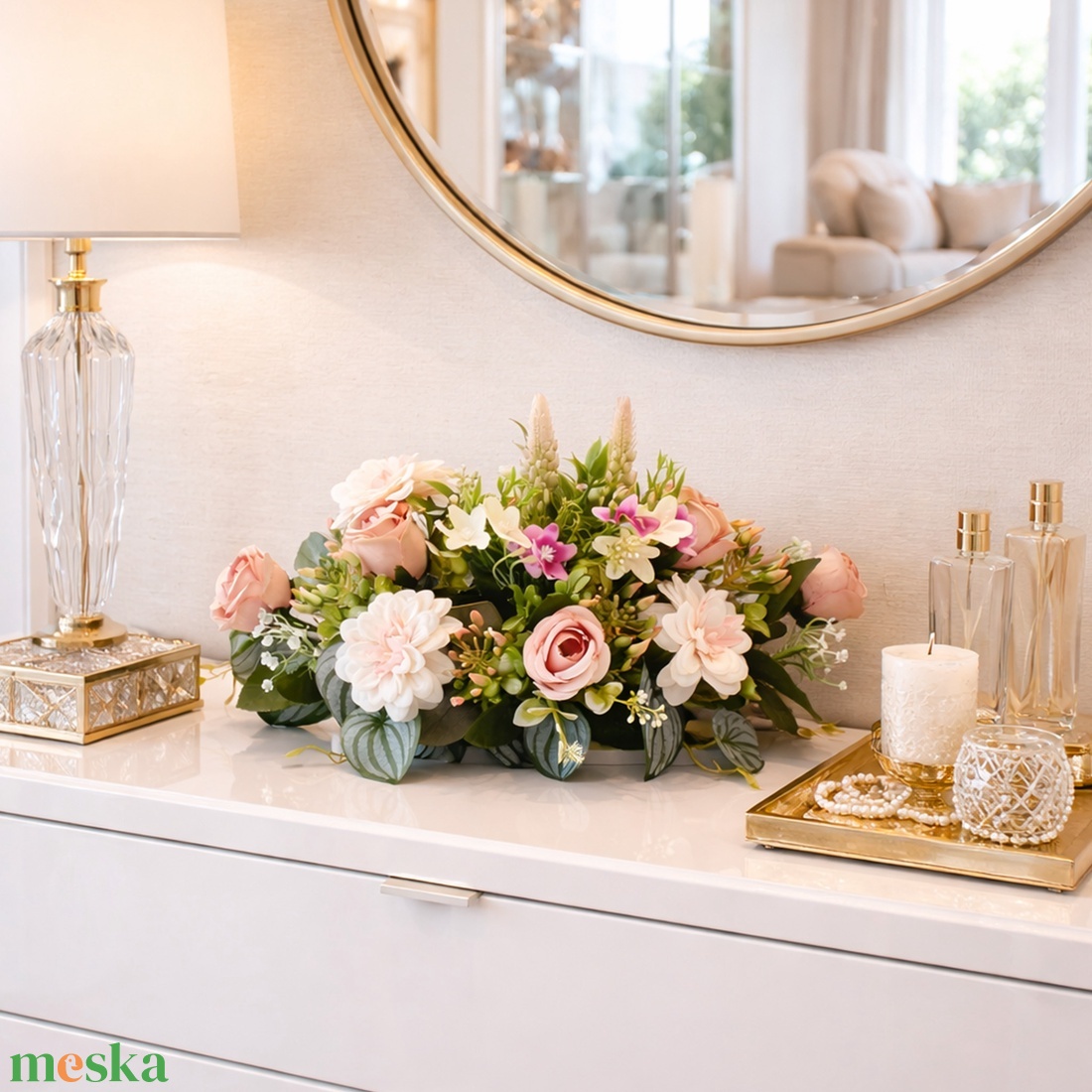 Romantikus elegancia barackos árnyalatokban � - otthon & életmód - dekoráció - asztal és polc dekoráció - asztaldísz - Meska.hu