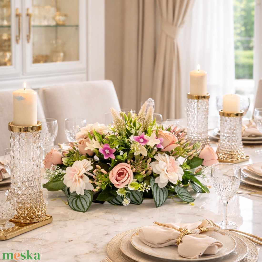 Romantikus elegancia barackos árnyalatokban � - otthon & életmód - dekoráció - asztal és polc dekoráció - asztaldísz - Meska.hu