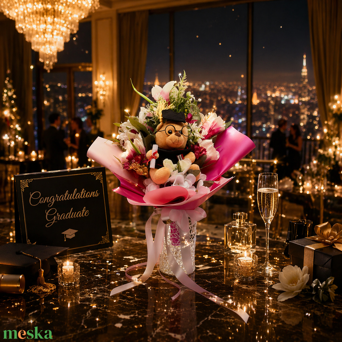 �� Ballagási csokor macival � egyedi, kézzel készített ajándék �� - otthon & életmód - virágdekoráció - virágok - virágcsokor - Meska.hu