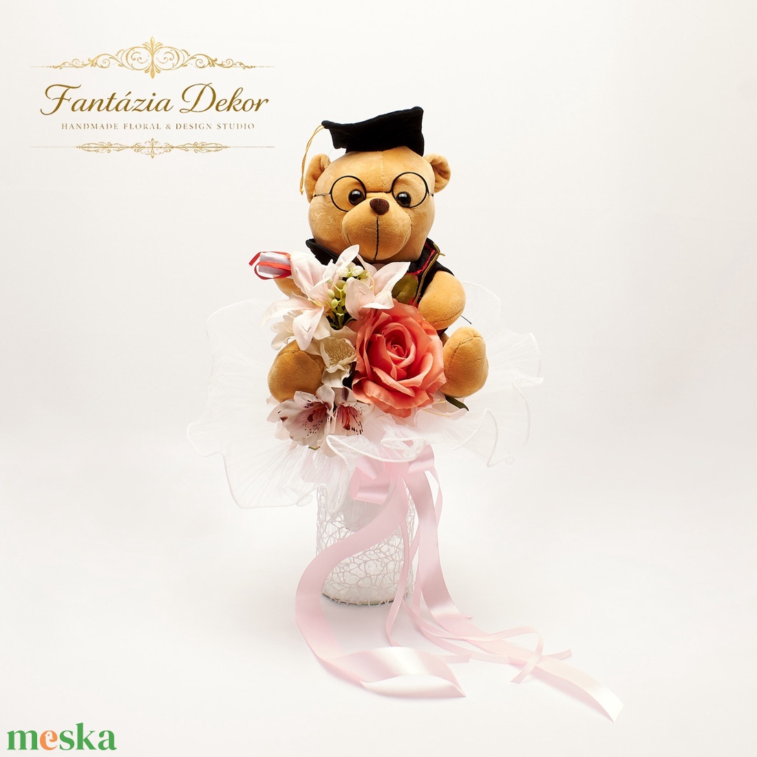 �� Ballagási csokor macival � romantikus, kézzel készített ajándék �� - otthon & életmód - virágdekoráció - virágok - virágcsokor - Meska.hu
