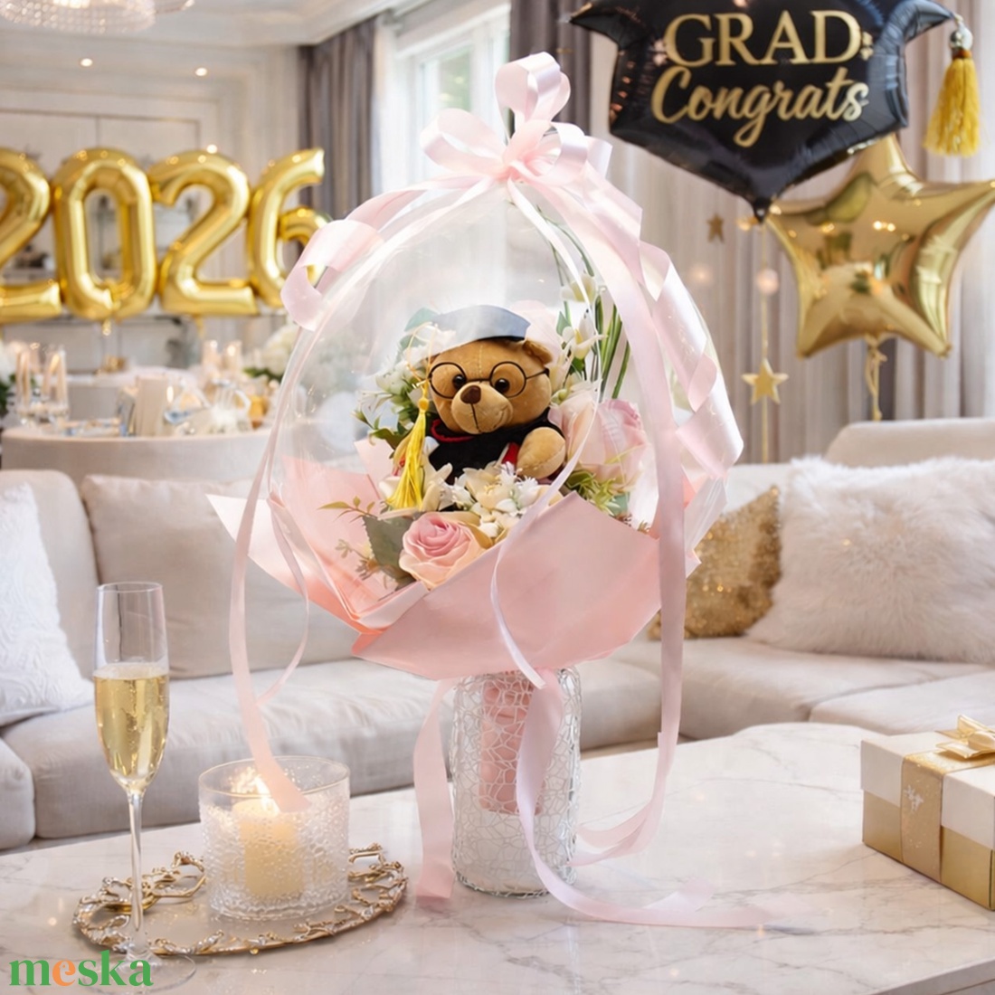 � Ballagási ajándék lufiban � romantikus stílusban ��� - otthon & életmód - virágdekoráció - virágok - virágcsokor - Meska.hu