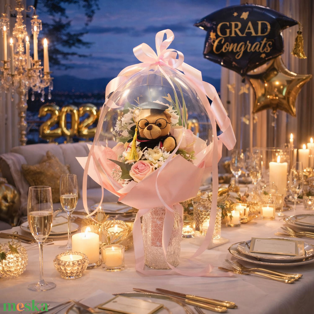 � Ballagási ajándék lufiban � romantikus stílusban ��� - otthon & életmód - virágdekoráció - virágok - virágcsokor - Meska.hu