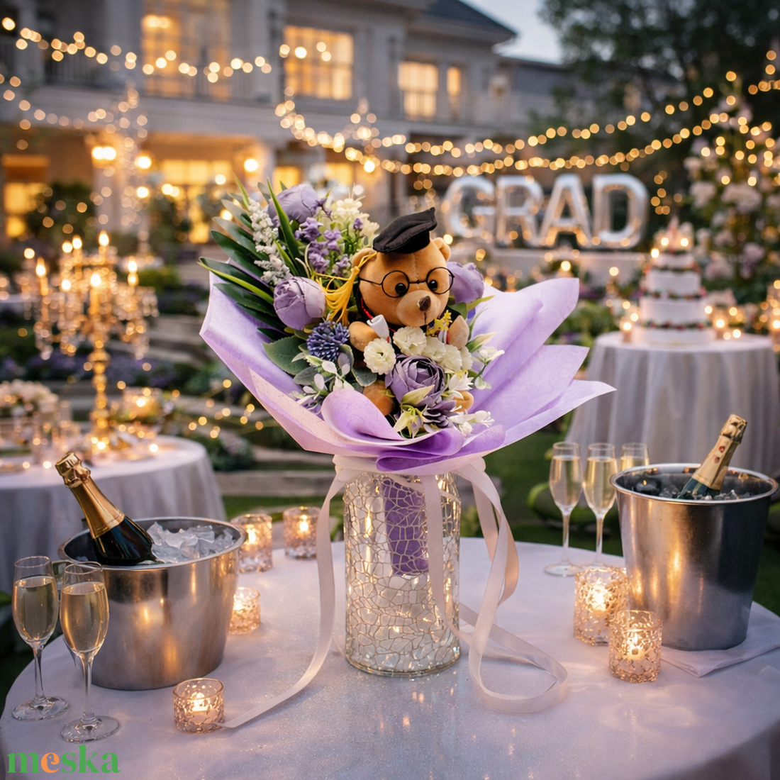 �� Ballagási virágcsokor plüss macival � egyedi, kézzel készült ajándék �� - otthon & életmód - virágdekoráció - virágok - virágcsokor - Meska.hu