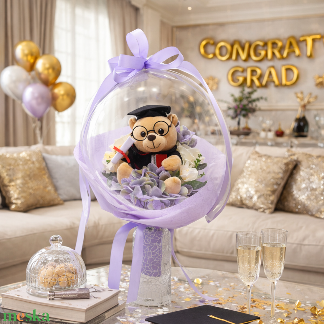 �� Egyedi ballagási ajándék lufiban � plüss macis virágcsokor �� - otthon & életmód - virágdekoráció - virágok - virágcsokor - Meska.hu