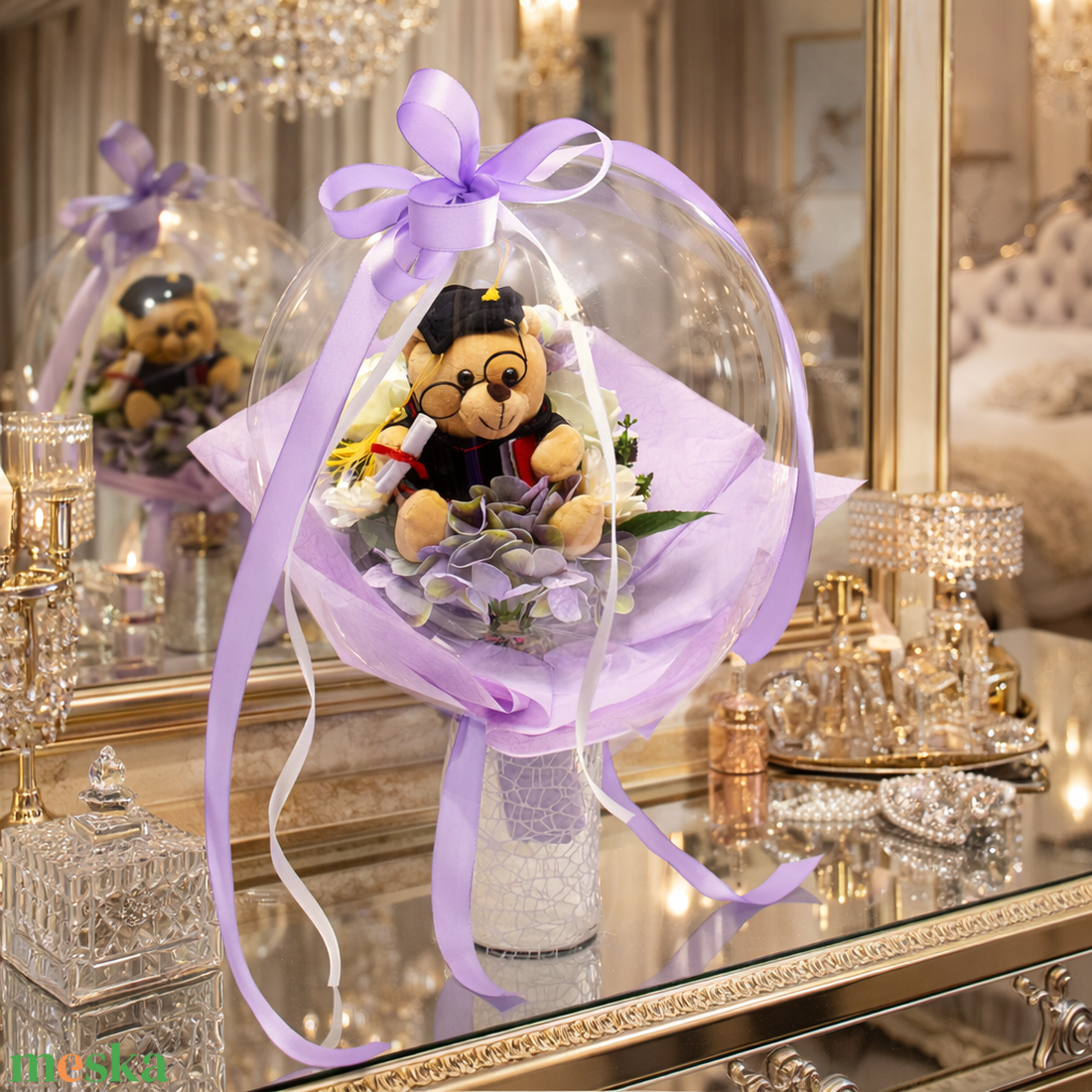 �� Egyedi ballagási ajándék lufiban � plüss macis virágcsokor �� - otthon & életmód - virágdekoráció - virágok - virágcsokor - Meska.hu