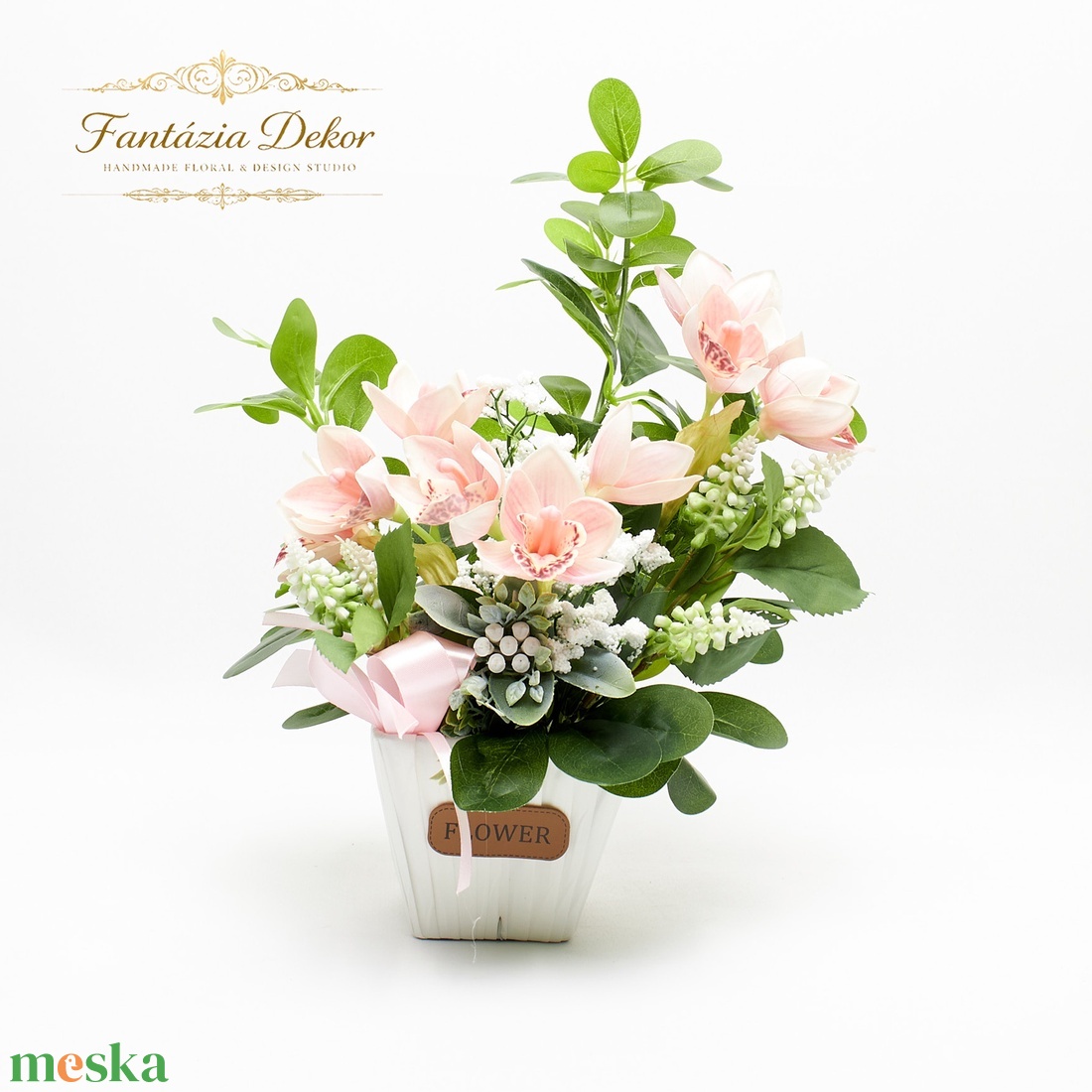  Pasztell virágkompozíció kaspóban � elegáns, romantikus dekoráció  - otthon & életmód - virágdekoráció - virágok - virágbox - Meska.hu