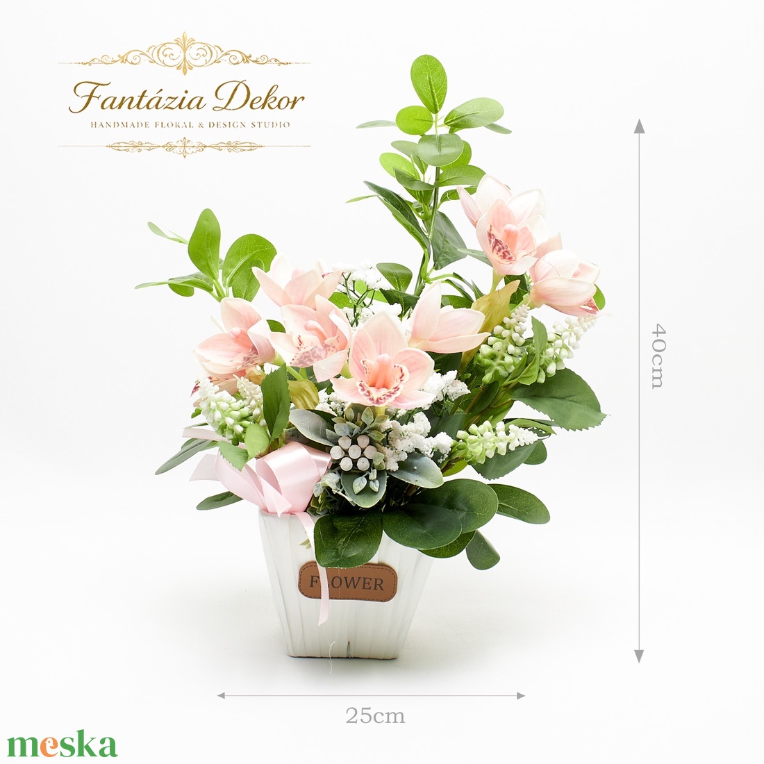  Pasztell virágkompozíció kaspóban � elegáns, romantikus dekoráció  - otthon & életmód - virágdekoráció - virágok - virágbox - Meska.hu